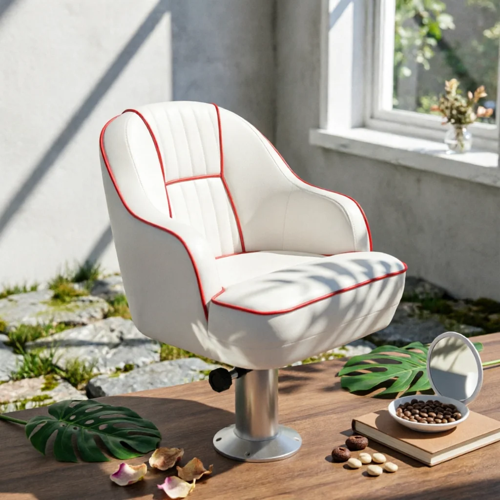 Pilot's Boat Seat Padded Helm Seat Pilot Chair Marine-Grade Furniture Heavy Duty for Anglers, Speedboats, Fishing Boats