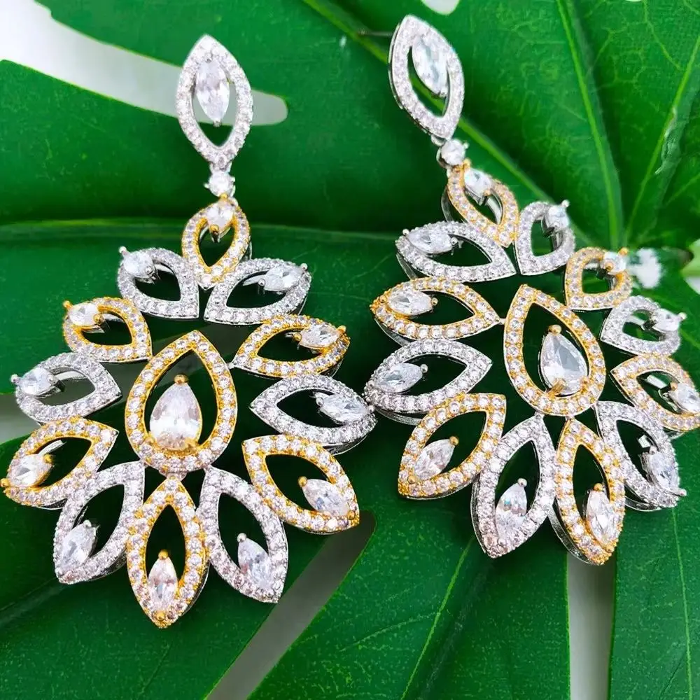 

Missvikki Trendy Fashion Luxury Exaggerated Crystal Earrings Large Circle Flower Shiny Rhinestone Skeleton Earrings for Women
