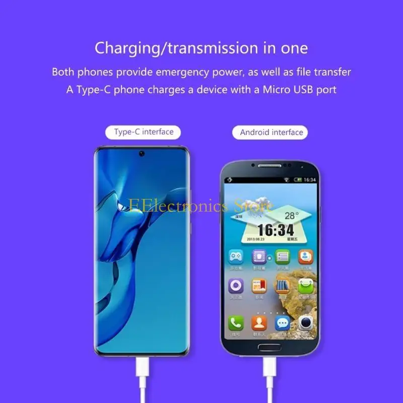 B03C USB C Type C Male to Micro USB Male Cord Sync OTG Data Cable Cord for Huawei Phones Tablet Durable