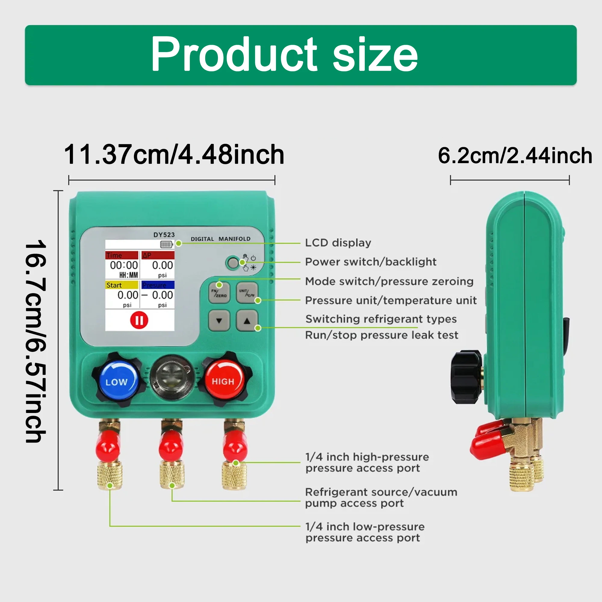Elektronische Klimaanlage Kältemittel Fluorid Meter Gruppe Manometer Automobil Kältemittel Flüssigkeit Reparatur Vakuum Meter