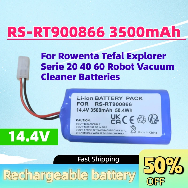 Upgrade RS-RT900866 3500mAh 14.4V Li-ion Battery For Rowenta Tefal Explorer Serie 20 40 60 Robot Vacuum Cleaner Batteries