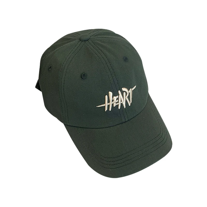 Green Baseball Cap for Women Summer Soft Top Embroidery Big Head  Peaked Cap Niche Ins Fashion Brand Face-Showing Small Hat Men