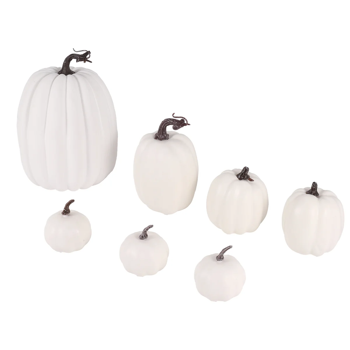 Halloween White Artificial Pumpkin Decoration Foam Pumpkin Desktop Core Thanksgiving Halloween Decoration 7 Pieces