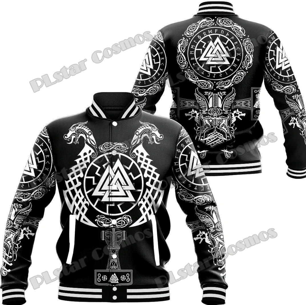 Warrior & Valkyrie Tattoo 3D All Over Printed Men's Baseball Jacket Winter Unisex Casual Bomber Full-Snap Varsity Jacket AK23