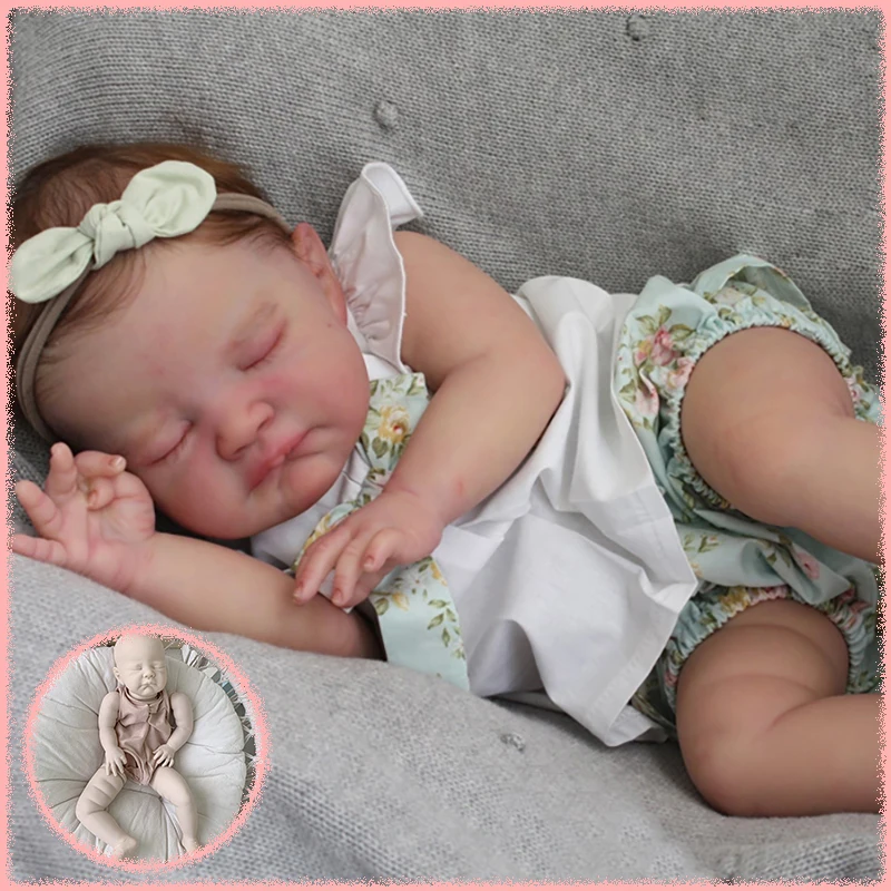 

22Inch August Popular Reborn Doll Baby Kit Lifelike Unfinished Unpainted Fresh Color Blank DIY Doll Parts with Cloth Body