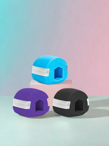 3 Pieces Set Food-Grade Silica Gel Jaw Exerciser with Lanyards Jawline Chew Bite Breaker for Face Fitness And Masseter Training