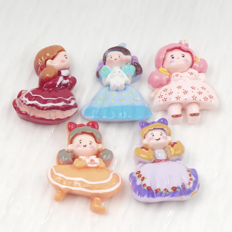 10/100pcs Kawaii Cartoon Girl Children Resin Play Flatback Cabochon for Hair Bow Center Scrapbook DIY Decoration Accessories