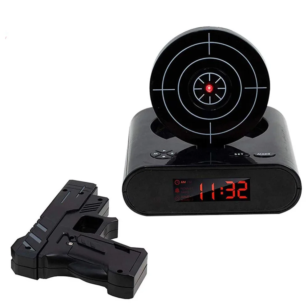 Creative Alarm Clock Shoot At The Target Novel Shooting Toy Bedroom Lazy Person Wakes Up Alarm Clock Living Room Decoration