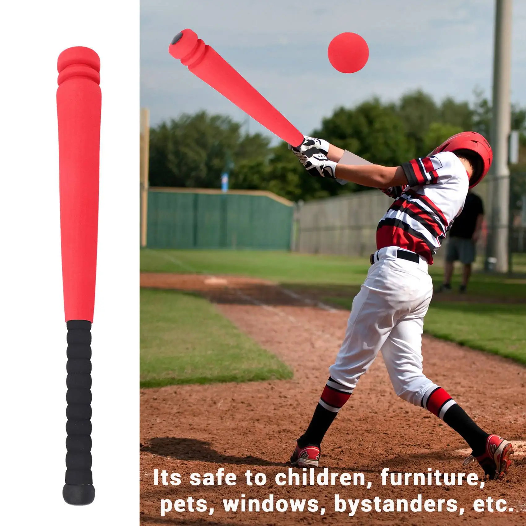 Foam Baseball Bat Met Honkbal Speelgoed Set Voor Kinderen Van 3 Tot 5 Jaar Oud, Rood