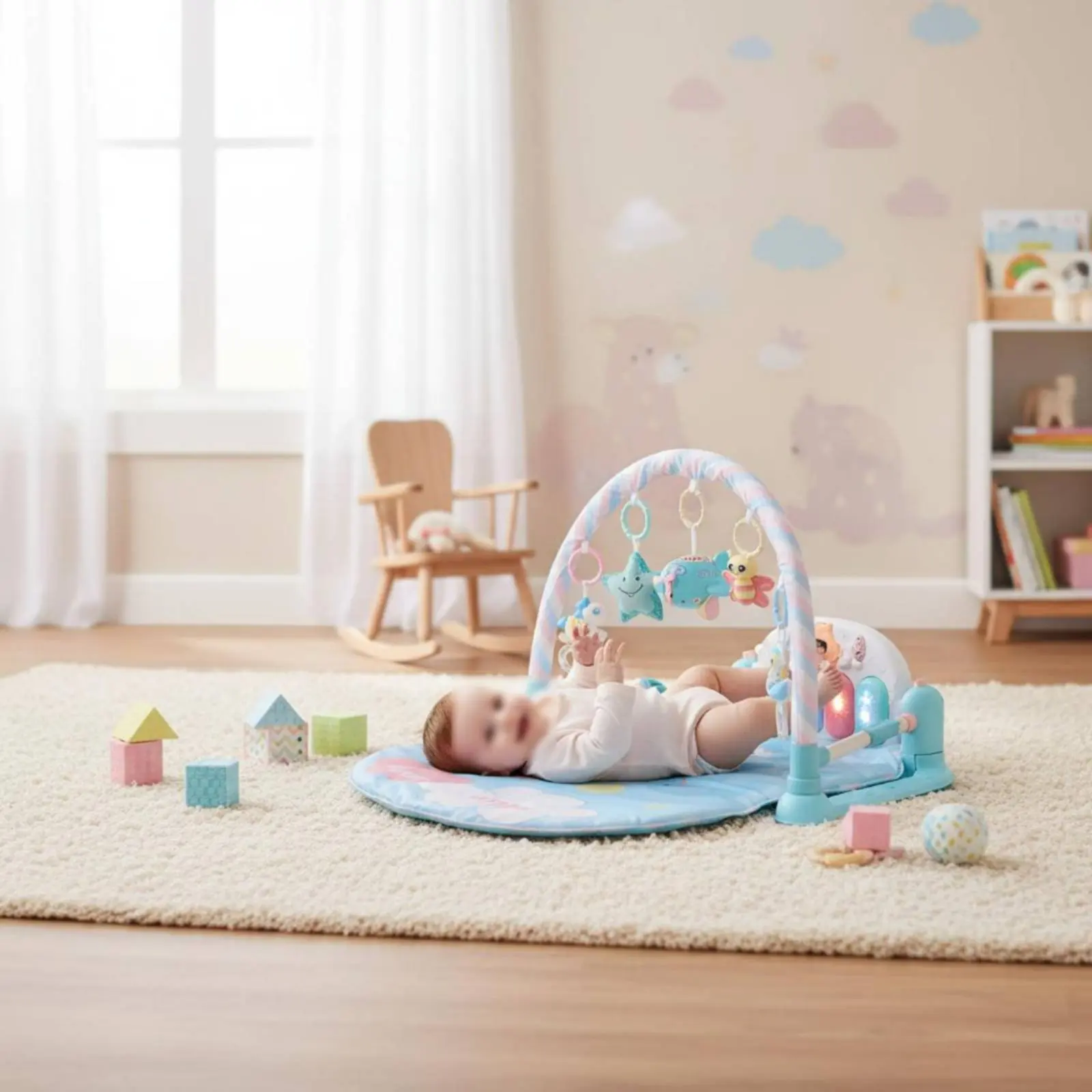 Tapete de Piano Portátil para Bebês: Brinquedo de Berço Móvel para Desenvolvimento da Coordenação Olho-Mão e Habilidades Motoras Finas