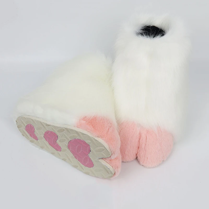 Furry Cat Paw Shoes Fluffy Boots Girl Shoes Beast Paw Cute Plush Fursuit Animal Foot Socks Anime Party Cosplay Accessories view 2