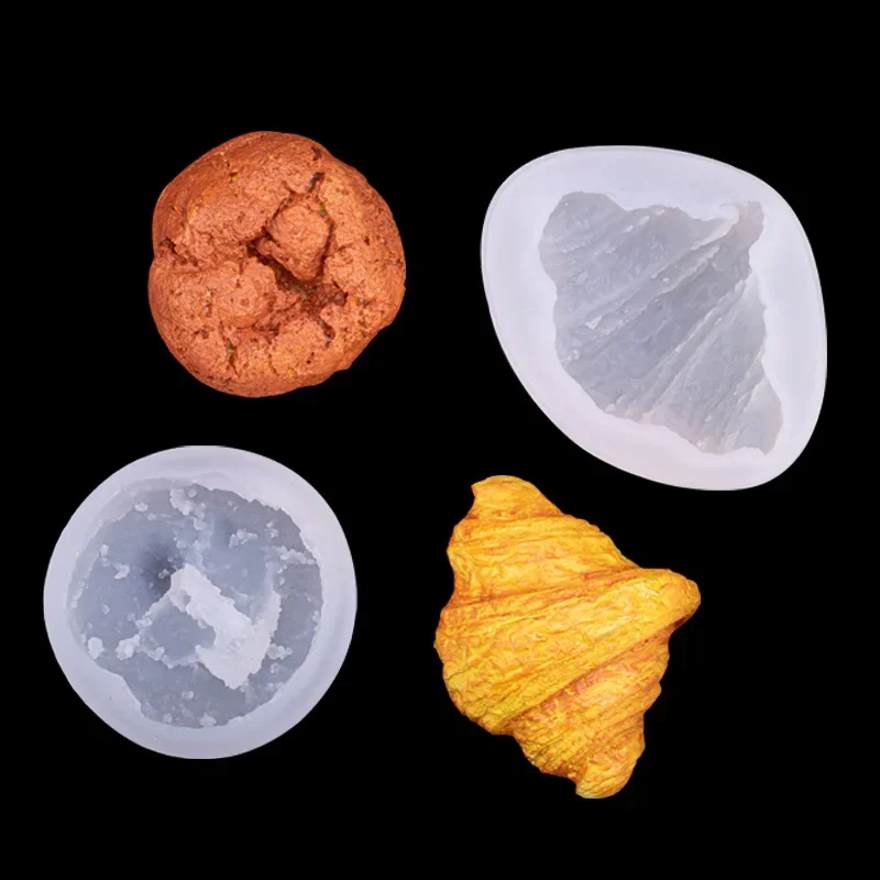 

Hot 3D Silicone Simulation Bread Croissants Dirty Buns Mousse Chocolate Molds Creative French Snack Design DIY Making Shell Mold