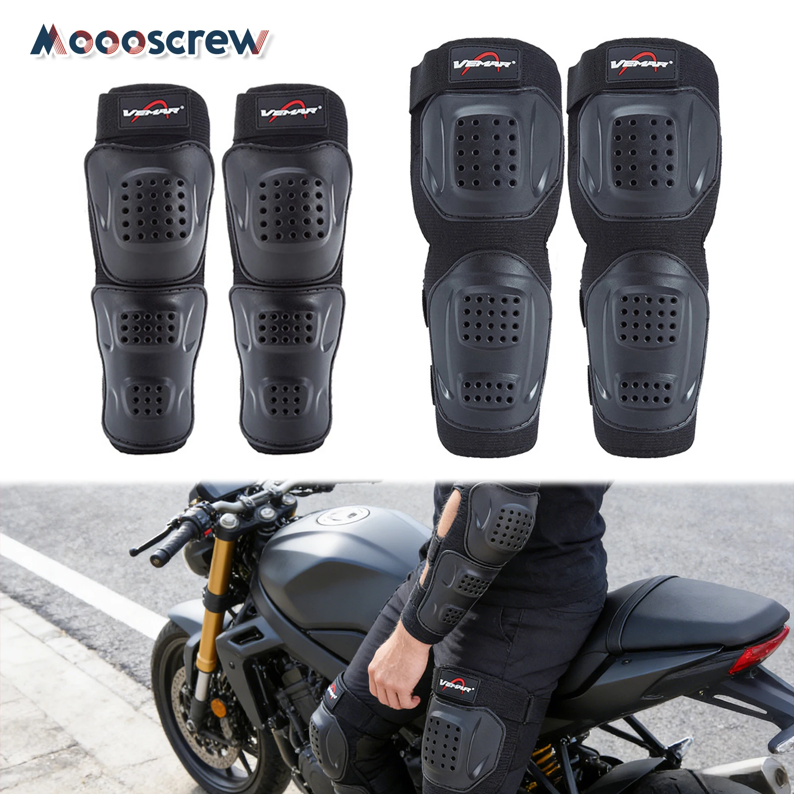 

Motorcycle Anti-Fall 4-Piece Knee & Elbow Guards Off-Road Gear Summer Breathable Biker Protective Equipment Racing Knee Pads