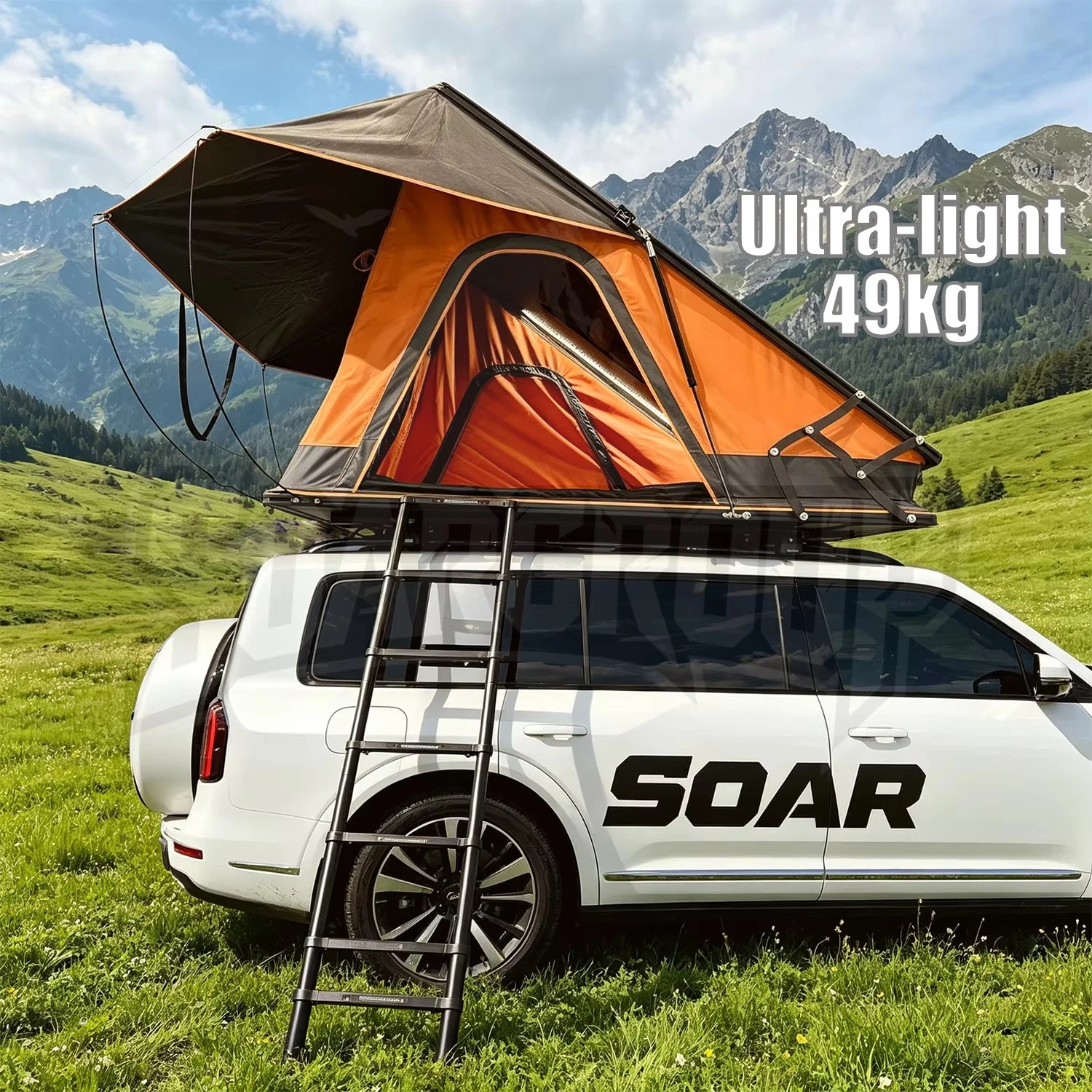 Slim Triangle Rooftop Tent Low Profile Hard Shell Roof Top Tent 2 Person Quick Setup Waterproof Camping Tent for SUV Truck