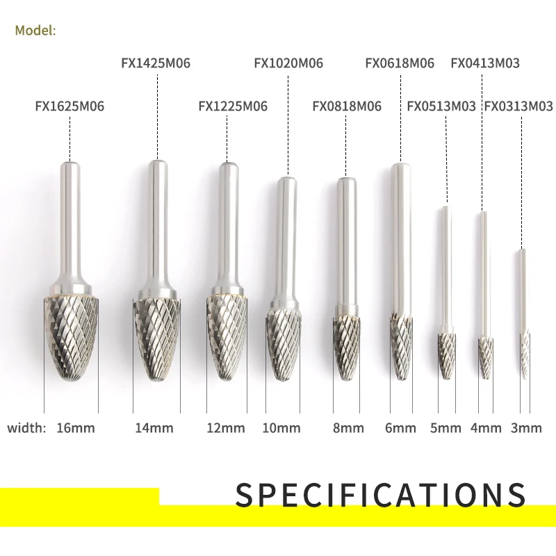 Imagem -02 - Broca de Ferramenta Rotativa Dupla Face Carving Bit Tools Point Burr Die para Madeira de Metal Carboneto de Tungstênio Cabeça tipo f