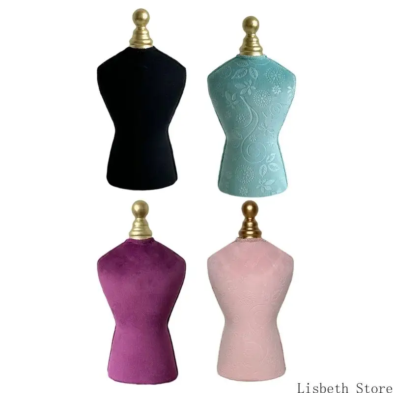 

124A Velvets Covered Necklace Bust Stand Small Jewelry Display for Shop Countertop