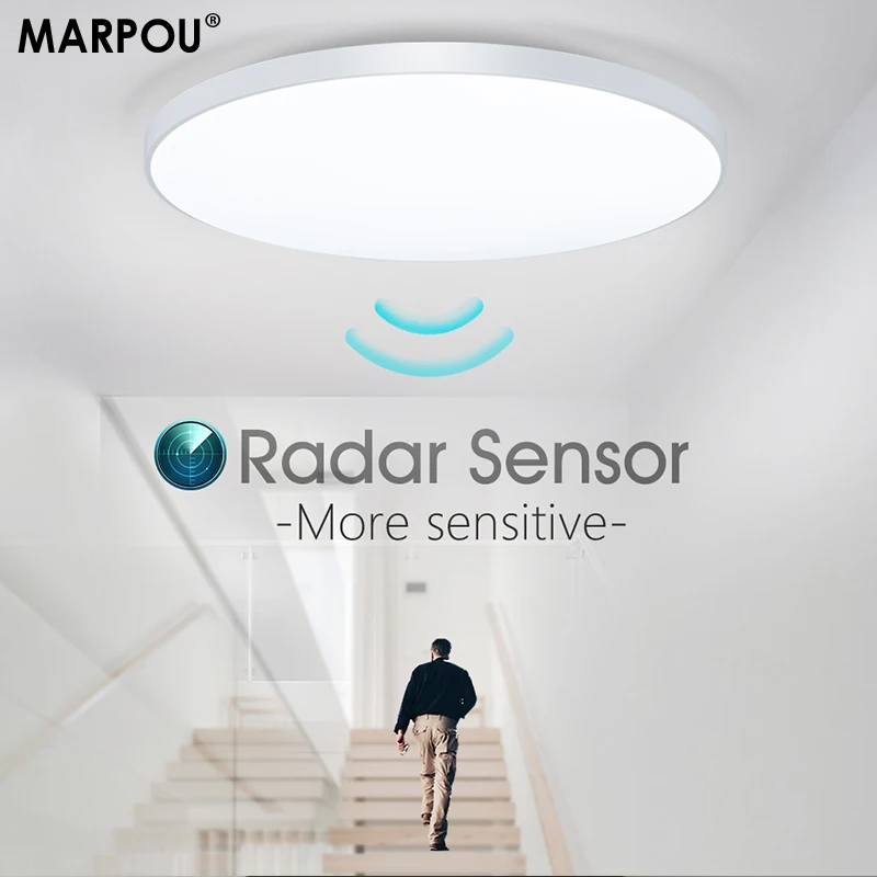 MARPOU Radar Led Light Ceiling Sensor 220V for Hallway 15W 20W 40W 50W Cold White Ceiling Lights Motion Sensor For Corridor Foye