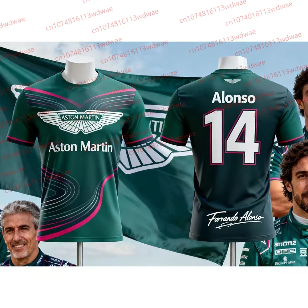 

Футболка Aston Martin 2025 Fernando Alonso No. Футболка 14. Командный гоночный костюм испанских гонок. Быстросохнущая памятная футболка.