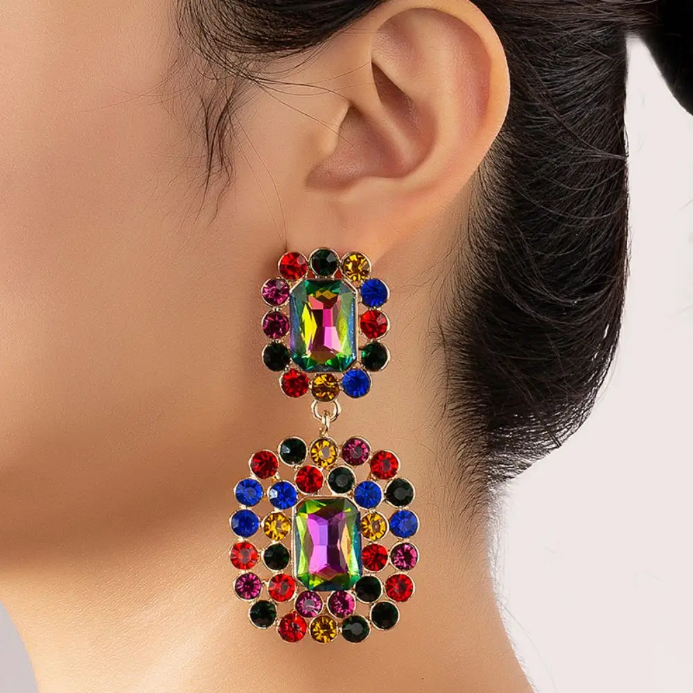 

Vintag Colorful Zircon Long Tassels Earrings Inlaid Earrings For Women Party Luxury Jewelry