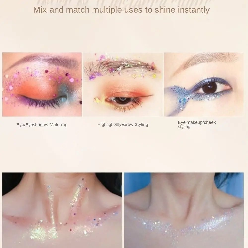 กลิตเตอร์เจลแต่งตา 6 ชิ้น/ชุด สีสันสดใส รูปหัวใจ ดาว พระจันทร์ กลิตเตอร์สำหรับงานเทศกาล กลิตเตอร์เจลแต่งตัว แต่งเล็บ แต่งหน้า แต่งผม
