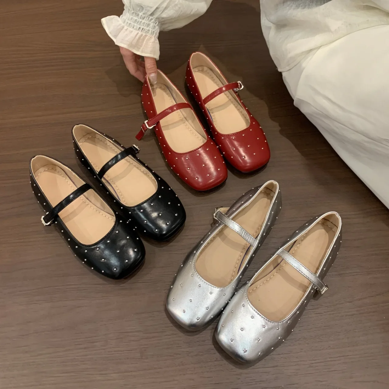 Women Internal Elevation Mary Jane Shoes Concise Shallow Square Toe Shoes 2026 new  Ladies Eelgant Dress Leather Flats Shoes