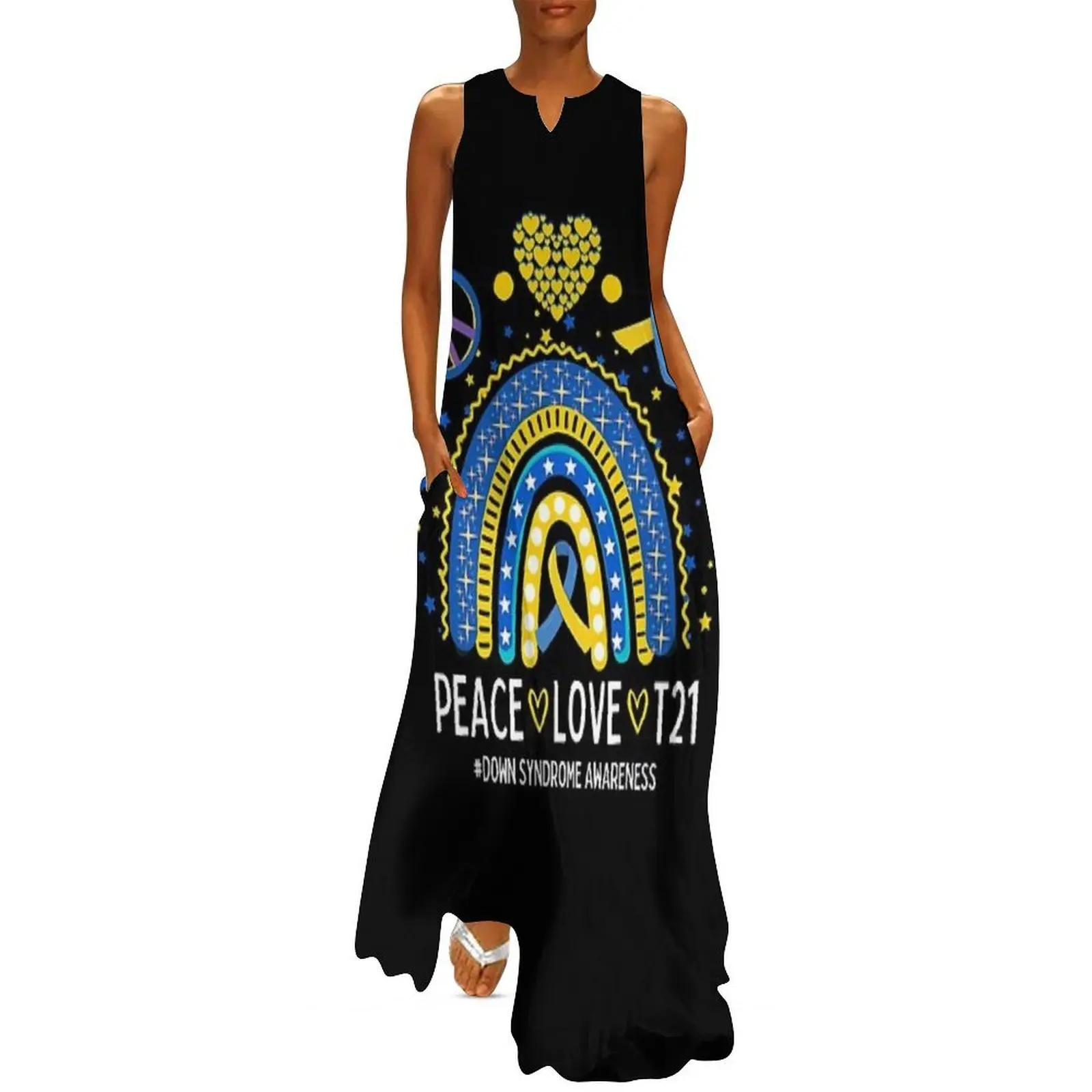 

Peace Love T21 (Down Syndrome Awareness) Long Dress sexy dress Dress woman Clothing Summer dresses for women