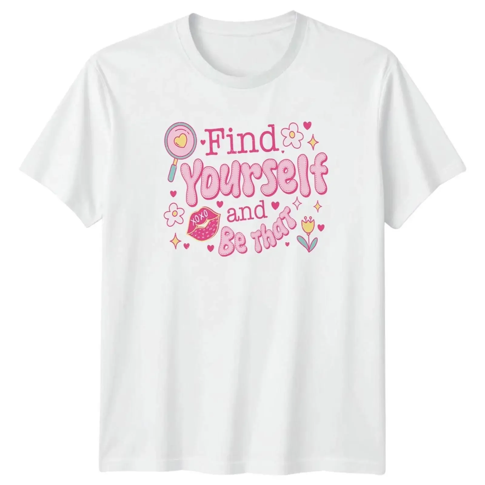 Футболка Find Yourself And Be That Damen в стиле Y2K, винтажная, повседневная, унисекс, слегка мягкая, в стиле Valentinstag.