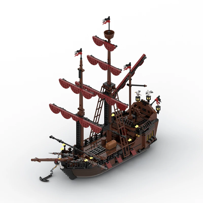 New 1089PCS medieval Pirates World MOC Port Sauvage: Loup de Mer pirate ship model creative ideas child Toy birthday Gift blocks