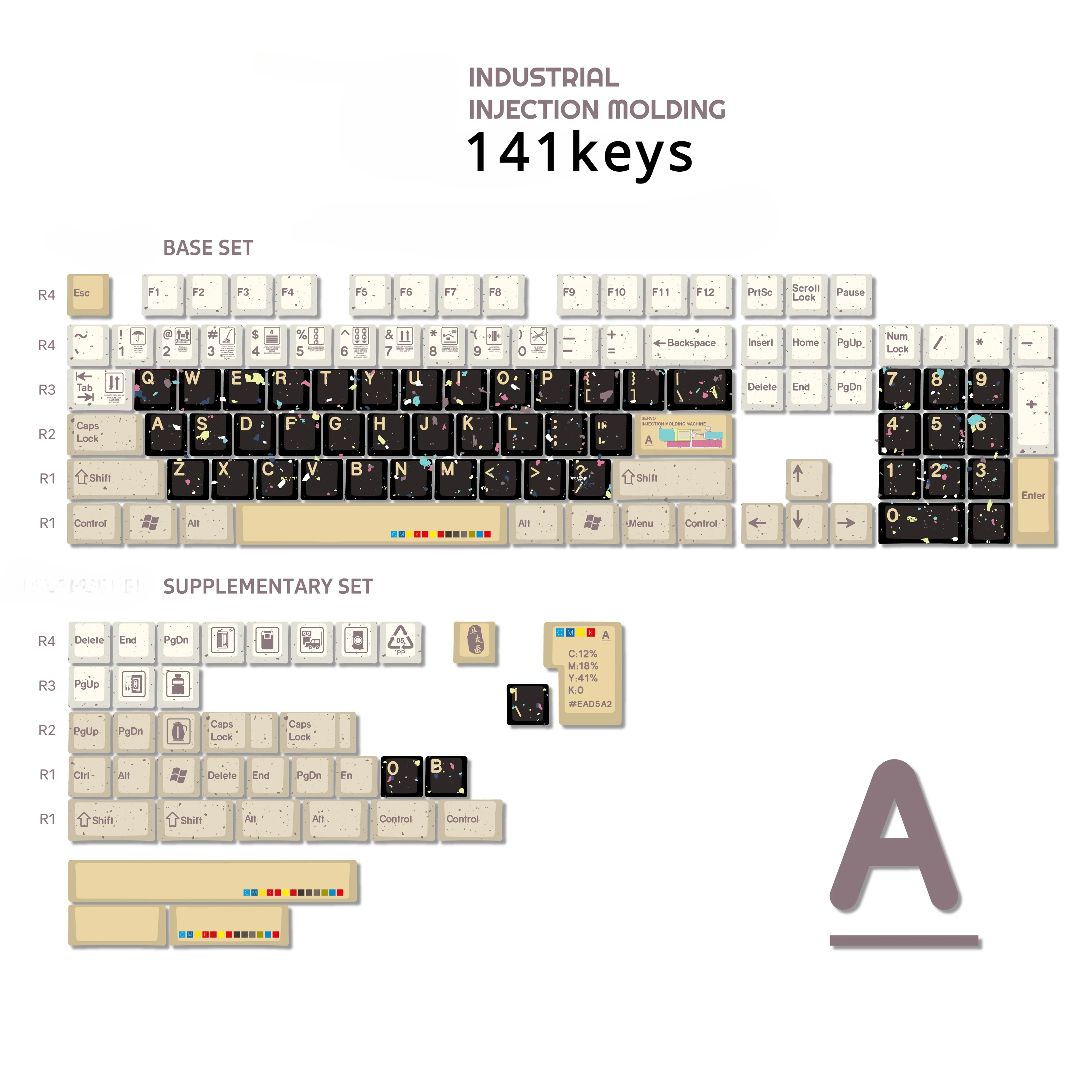 141 kunci Keycap gaya industri Im lima-sisi sublimasi Cherry Shading Pbt Keycaps disesuaikan Keyboard woot Keycaps Set