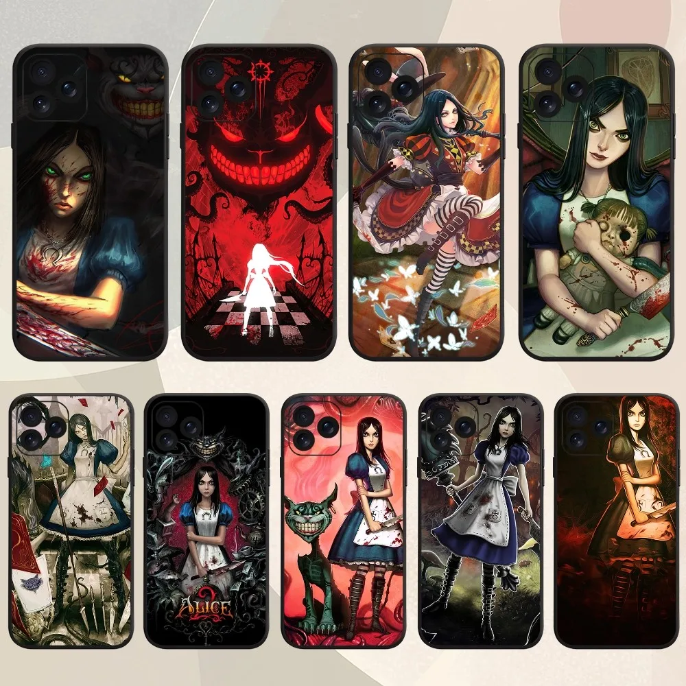 Game Alice Madness Returns Horror Phone Case For iPhone 8 14 Mini X 15 XS 12 MAX 11 13 Xr Pro Plus Shell