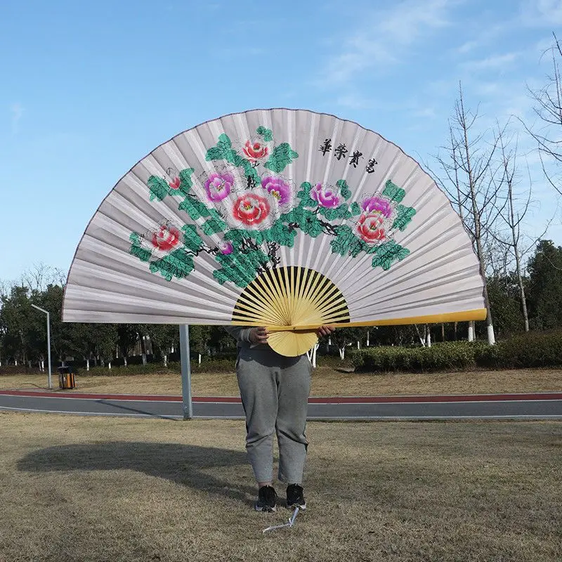 Large Red Decorative Fan Chinese Dragon and Phoenix Fans Classical Wall Mount Deractive Gift Fan Oversize Folding Cloth Fan - Image 6