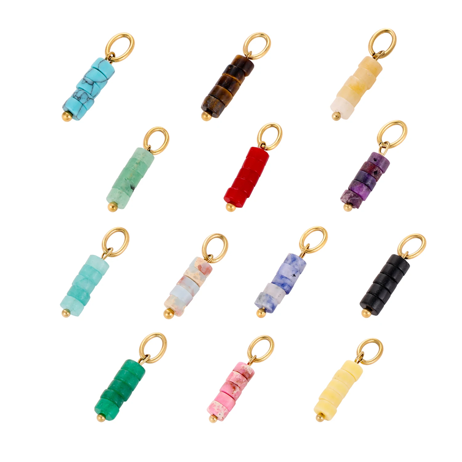 Colorful natural stone pendant made of stainless steel DIY necklace bracelet and jewelry image 2