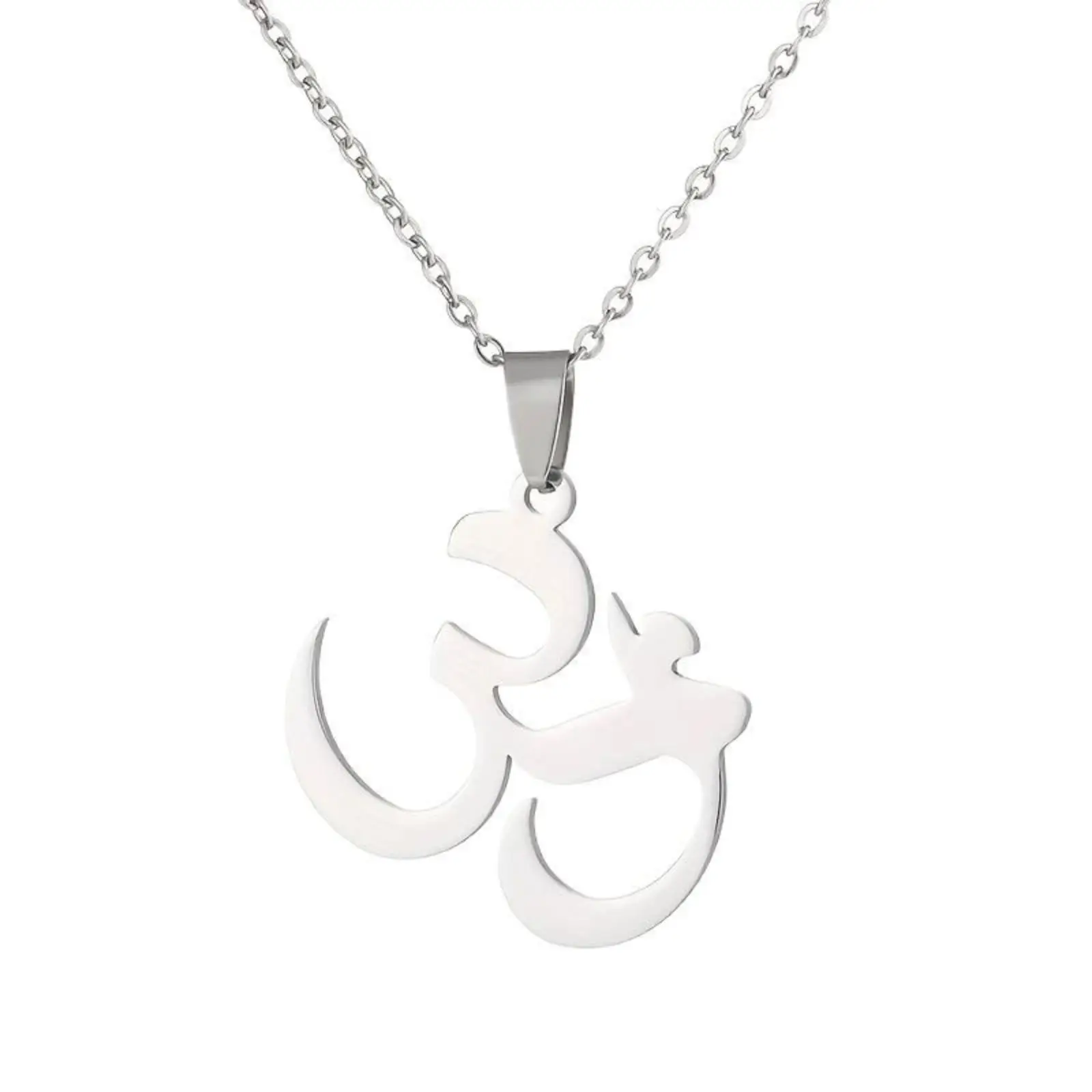 Om-Symbol Anhänger Halskette Edelstahl Hindu Yoga Aum Symbol Halsketten Spiritueller Meditationsschmuck für Männer und Frauen – Detail 1