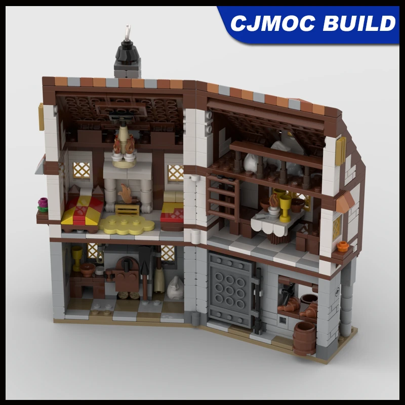 780 stks Creatieve Expert Middeleeuwse Bakkerij Model Bricks Scène Architectuur Bouwstenen kinderen DIY Gift MOC- 169454