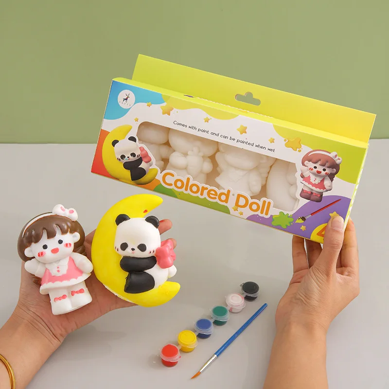 

Cartoon vinyl painted dolls, durable graffiti, children's handmade DIY painted toys, Children's Day gifts