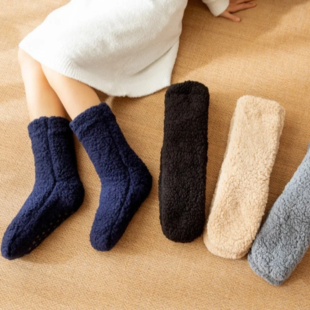 

Cute Plush Thick Thermal Socks Anti Slip Fur Sleeping Slipper Socks Fluffy Fleece Thickened Floor Socks Indoor