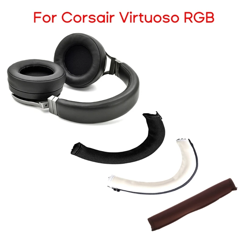 Leather Cushion Earpads Headbeam Replacement For Corsair Virtuoso RGB Headset Earmuffs Memory Foam Covers Headphone Ear Pads