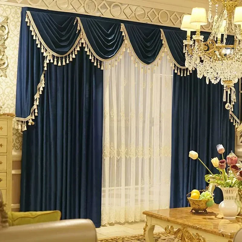 

European Style Simple Velvet Curtains for Living Room Light Luxury Luxurious Cloth Bedroom Blackout