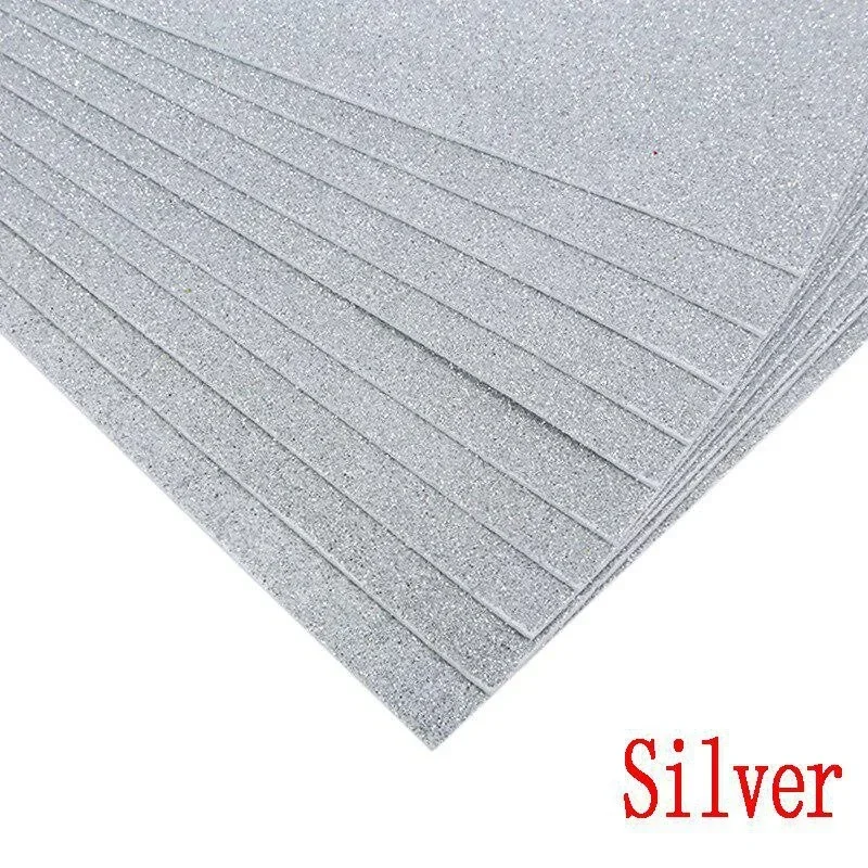 10Pcs/bag 2MM Thick A4 with Powder Sheet Material Glitter Bright Sponge Paper Foam Paper Kindergarten DIY Handmade