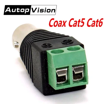 Freeshipping 10 peças conectores bnc coax cat5 cat6 bnc fêmea cctv conector bnc fêmea jack vídeo balun conectores de câmera
