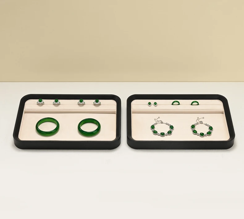 Oirlv PU-Leder Schmuck-Organizer-Tablett Schmuck-Präsentationsständer für Ringe, Halsketten, Anhänger Samt-Aufbewahrungs- und Präsentationstablett für Juweliergeschäfte – Detail 5