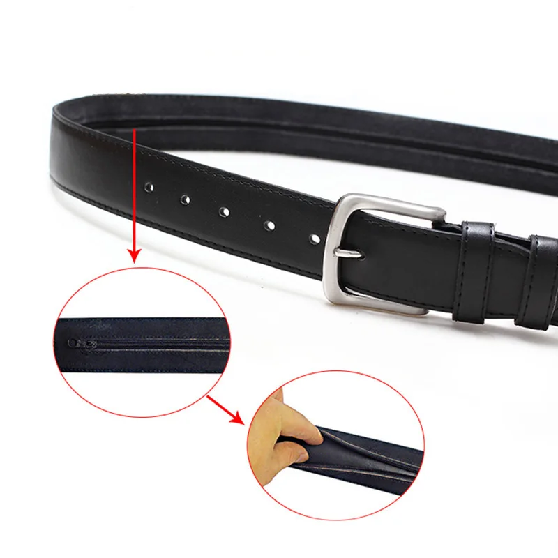 Travel Cash Anti Theft Belt Waist Bag Men Portable PU Materials Zipper Pin Buckle Belts Women Outdoor Hidden Money Strap Belt