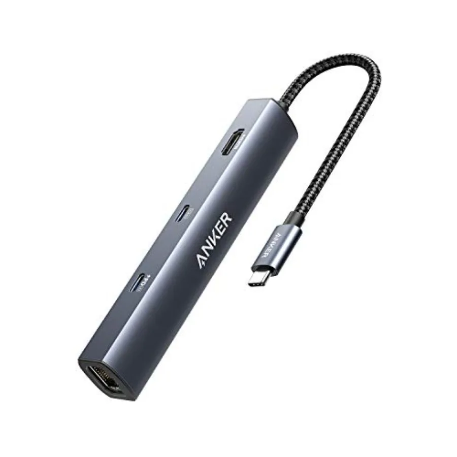 

USB-хаб 6-в-1 с Ethernet, адаптер USB-C на 4K HDMI, многопортовый адаптер, Ethernet 1 Гбит/с, USB-порты с поддержкой Power Delivery 65 Вт для MacBook Air