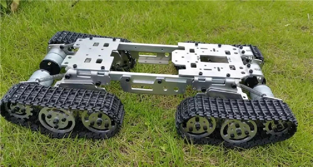 Rangka Mobil Tangki Robot Peredam Kejut Mobil Perayap Ulat dengan Motor DC Mengatasi Hambatan Mobil Drift Suku Cadang Mainan STEM DIY