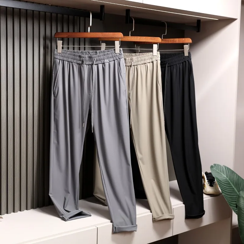 

Cool Sensation Skin Care Tech Qui Dry Breathable Fabric Men's Lightweight High Elastic Straight Leg Casual Pants Long Pants...
