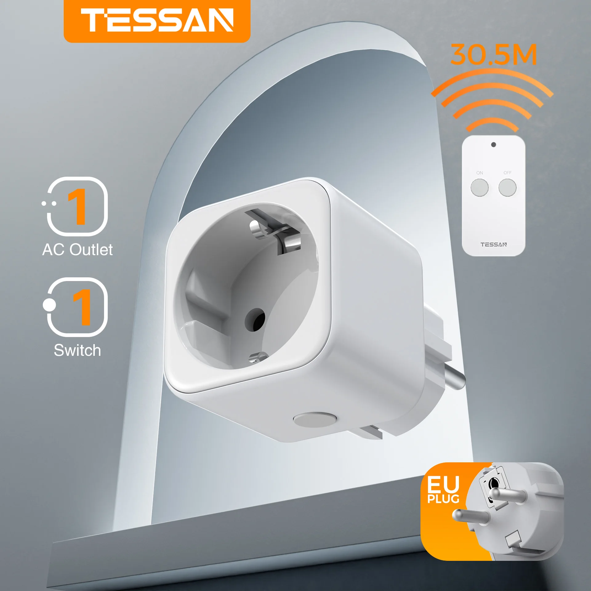 

TESSAN 2300 Вт умная розетка с дистанционным управлением и беспроводной программируемой розеткой 30,5 м для внутреннего украшения, бытовая техника