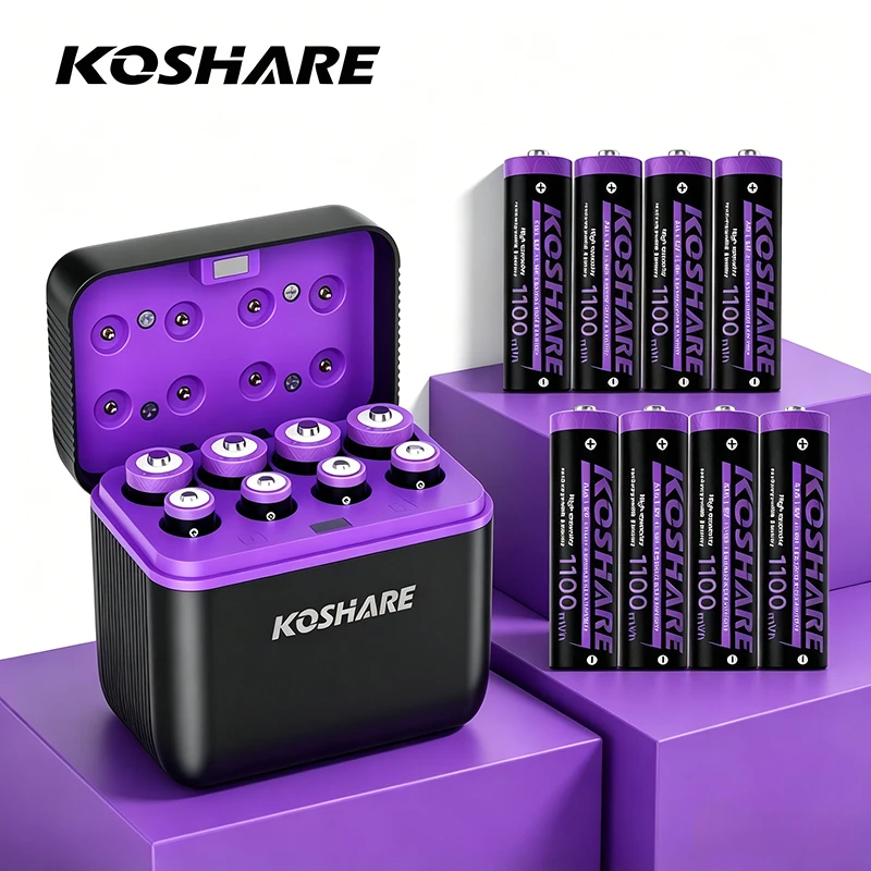 

KOSHARE L852 8 Slots LED Display Battery Charger Sets For 1.5V AA AAA Lithium Rechargeable Batteries Independent Fast Charging