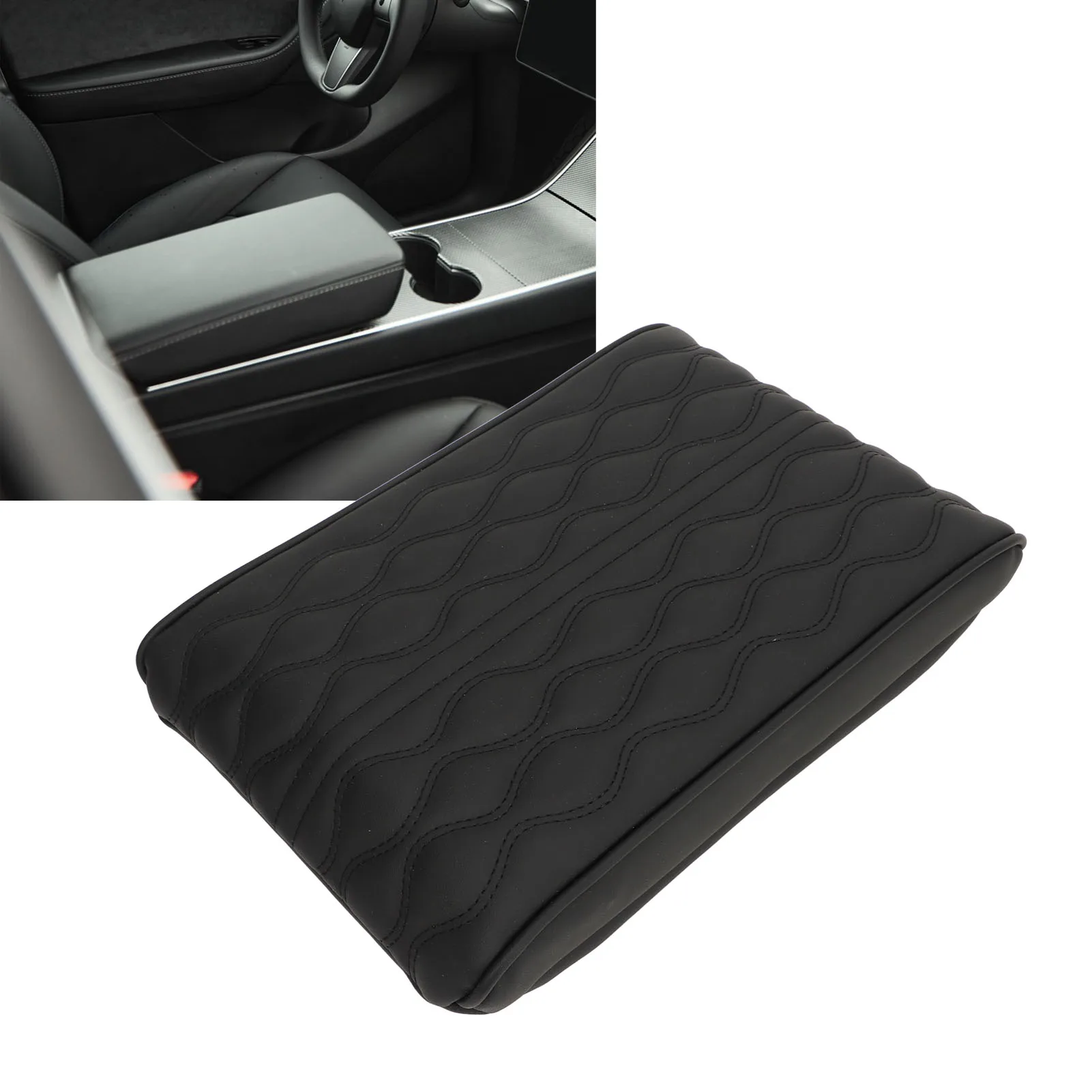 Armrest Box Cushion Cover Memory Foam Soft Comfortable Microfiber Leather Scratch Proof Replacement For Tesla Model 3 Y