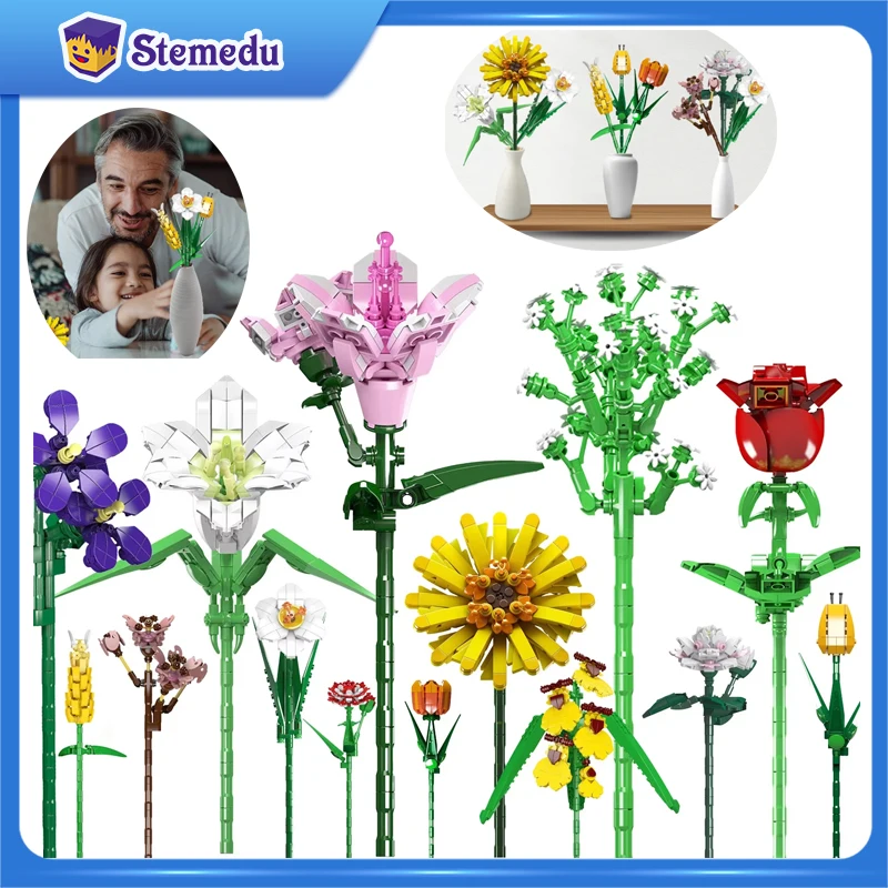 

Mould King Building Blocks Flower World Series Flower Bouquet Rose Orchid DIY Toys Girls Mom Gift Home Bonsai Plant Decoration