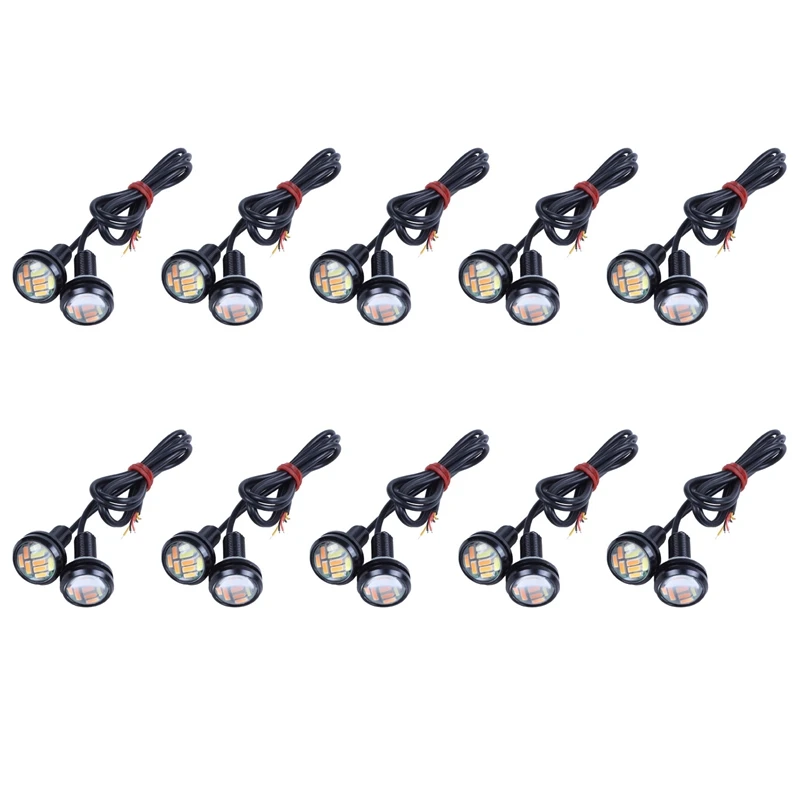 20 Pcs 12V 23Mm Dual Color Switchback 4014 12 LED Drl Eagle Eye Daytime Light